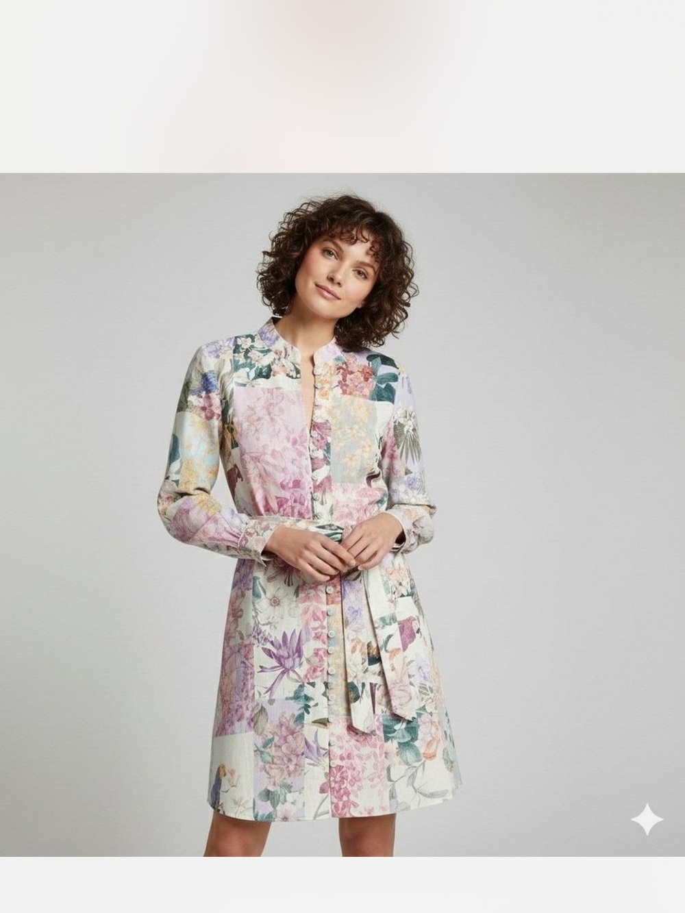 Zara Pink Multi Floral Patchwork Mini Dress
